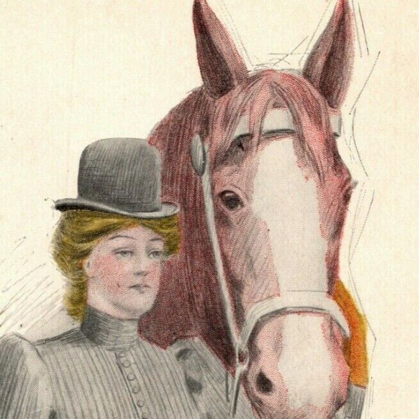 c1907 Vintage Society Girls Series "The Equestrienne" Signed Hemsteger Postcard