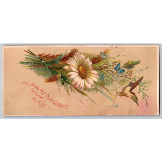 Niagara Corn Starch Floral Victorian Trade Card Daisy w/ Bird
