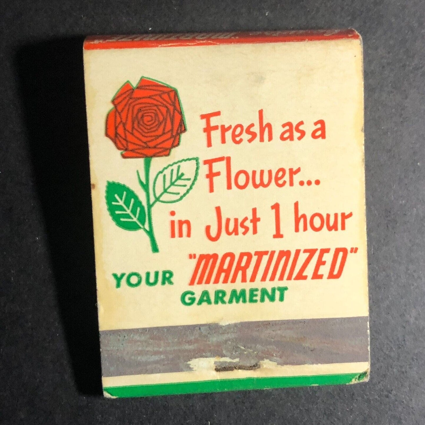 One Hour Martinizing Dry Cleaning Mostly Empty Matchbook c1975-85