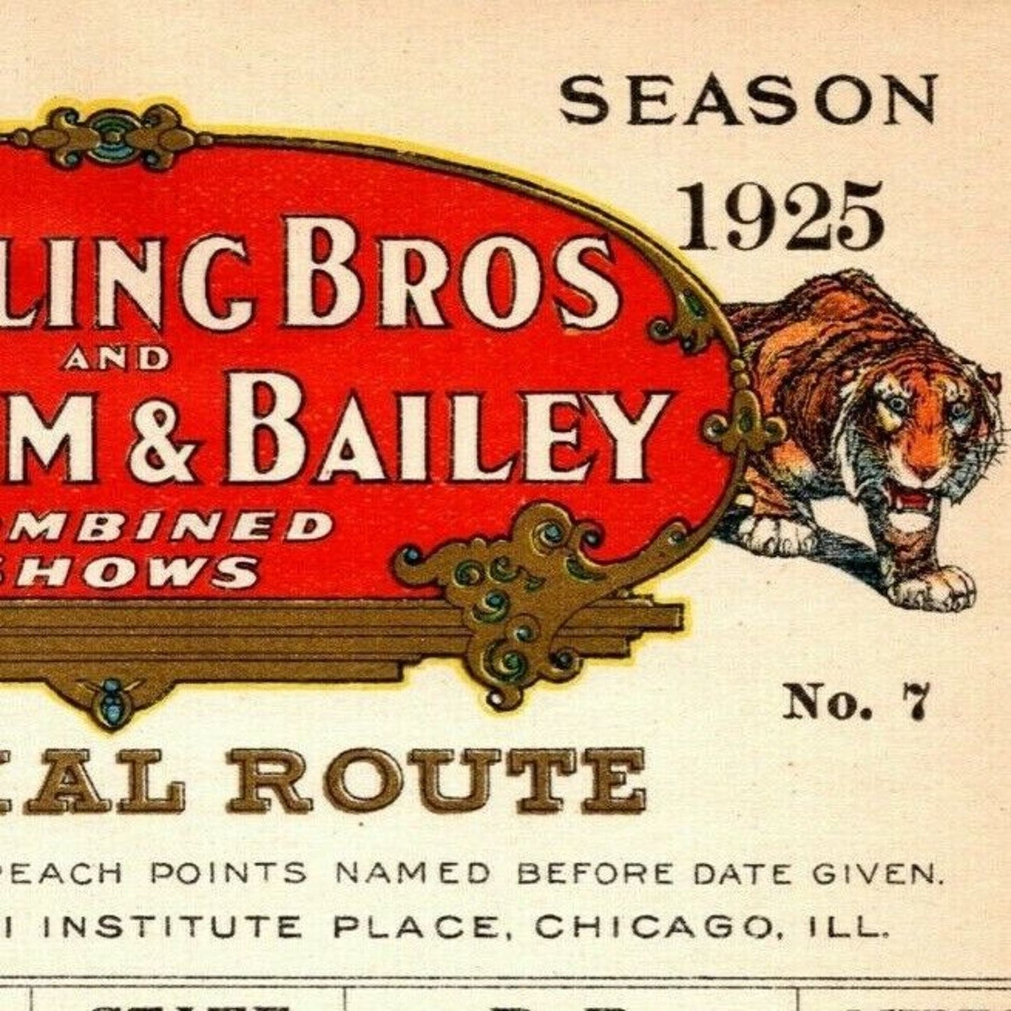 Ringling Bros. B&B Circus Route Card California Phoenix New Mexico Scarce 1925