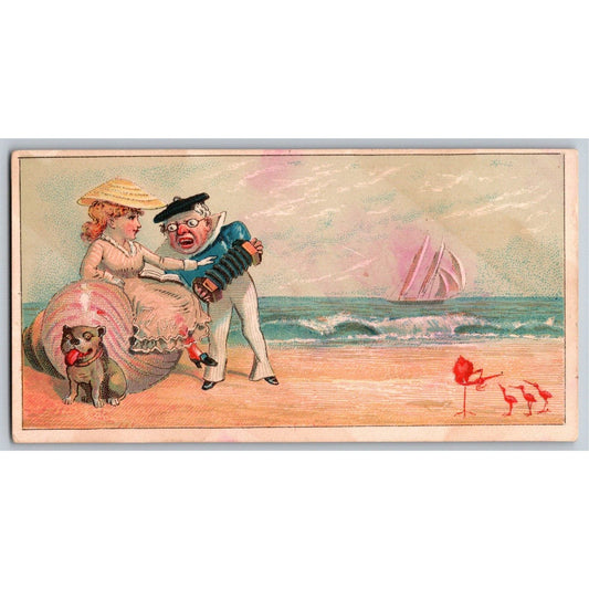 Beck's Seaside Cards Sample Victorian Trade Card w/ Accordion Beach Scene Dog