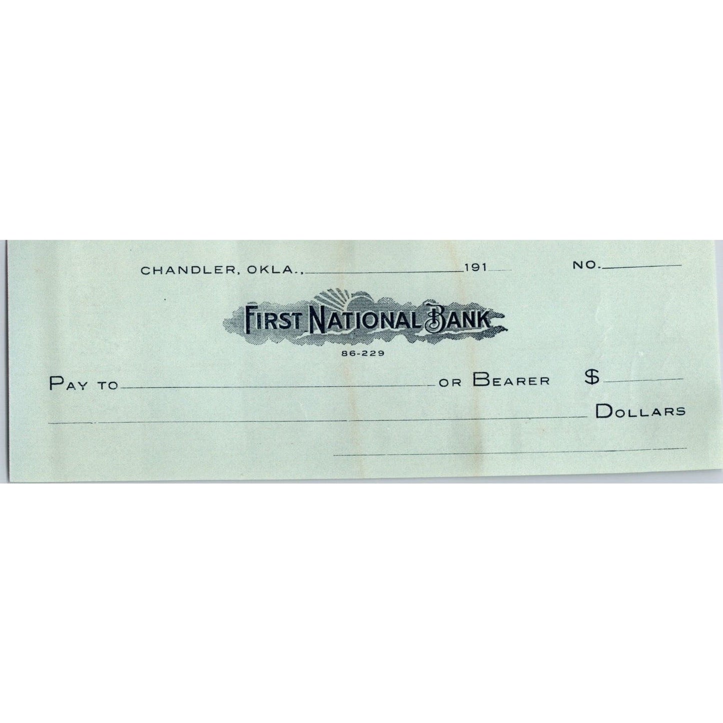 Chandler, Oklahoma c1910-19 Unused FNB Bank Check - Scarce
