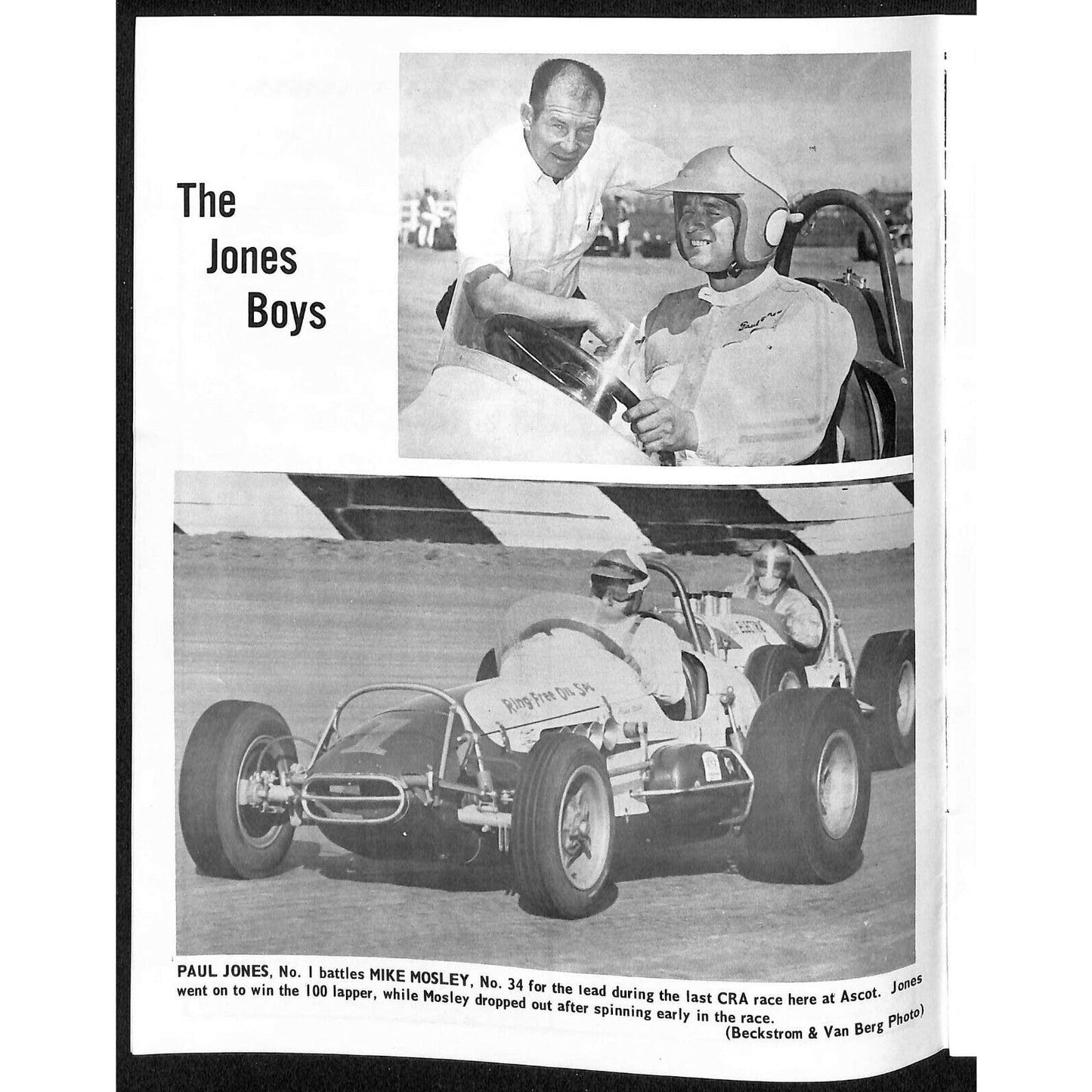 Scarce May 30 1966 CRA "Salute To Indianapolis" Auto Racing Program Ascot Park