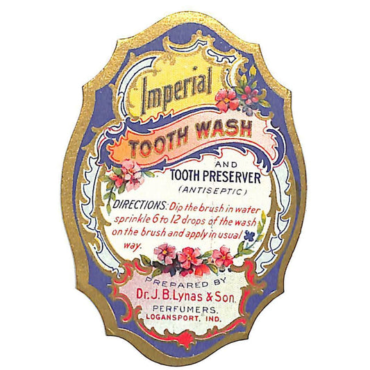 Dr. J.B. Lynas & Sons Imperial Tooth Wash & Cleanser Vintage Label NOS Gilt