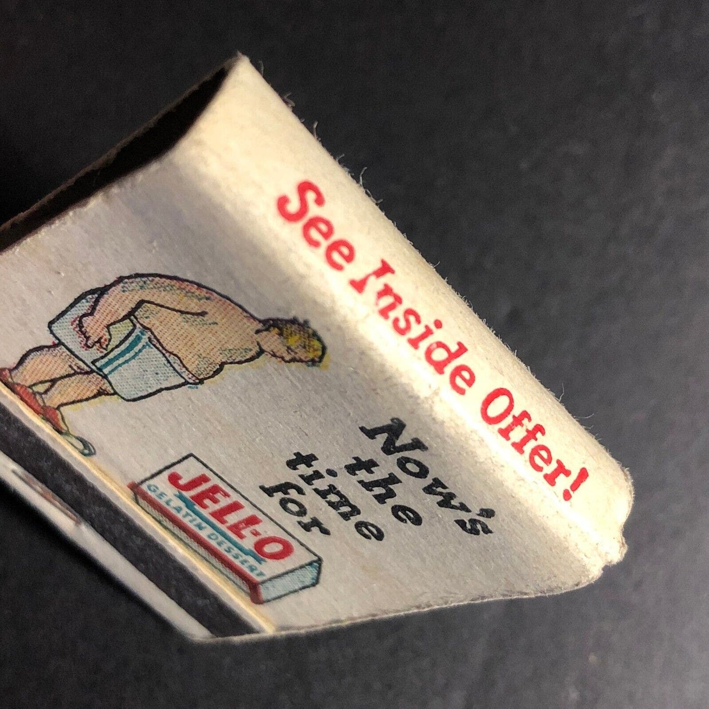 JELL-O Jello Man on Scale Fruit Bowl Recipe Matchbook 1953 Full 20-Strike Scarce