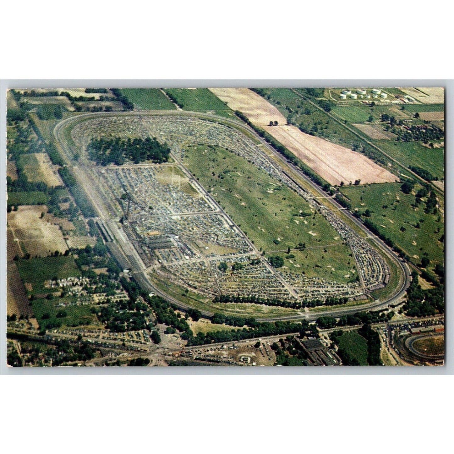Indy 500 RPPC Postcard 1950 "Aerial View 500 Mile Speedway" Unposted VGC