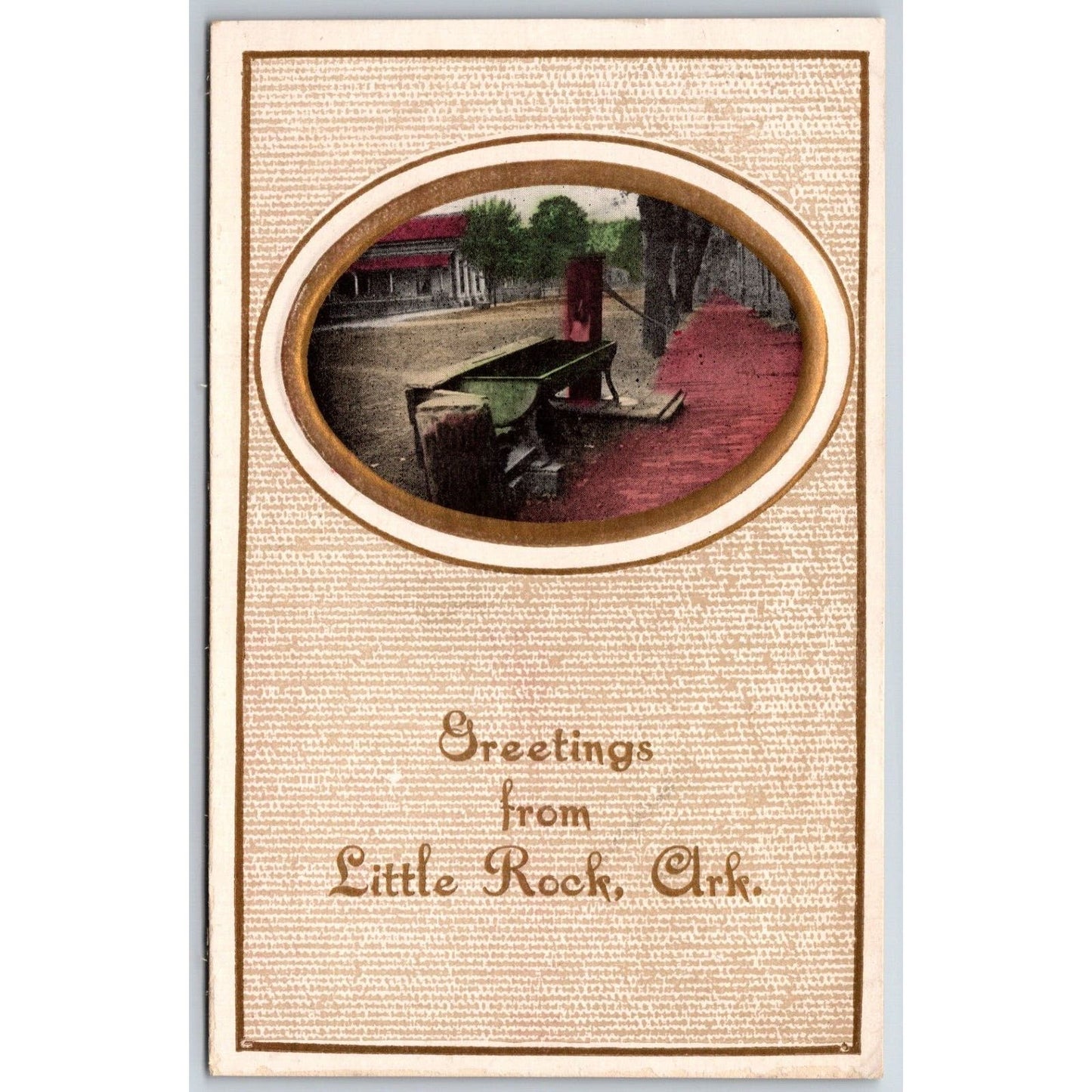 Greetings from Little Rock, AR Sample Advertising Postcard Emb Gilt c1910's VGC