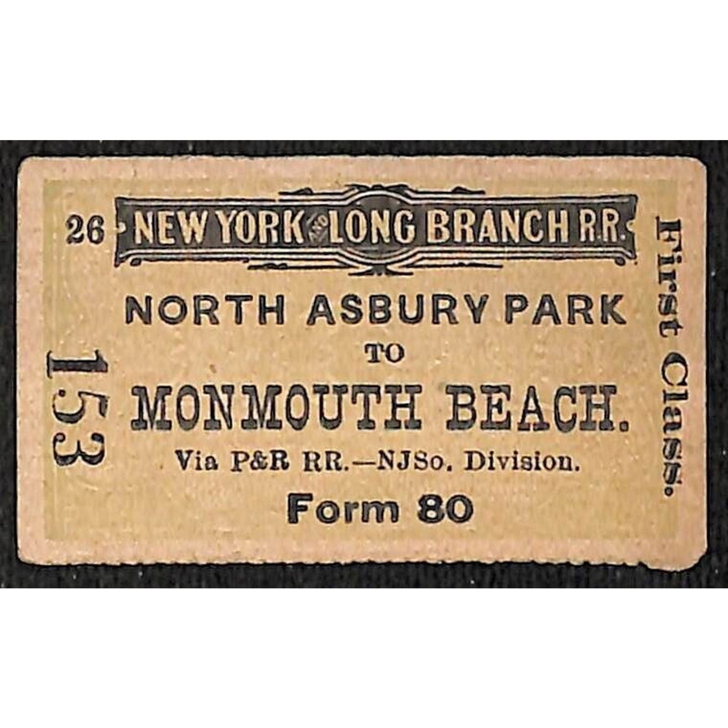 New York & Long Branch Railroad 1896 Monmouth Beach / North Asbury Park #153
