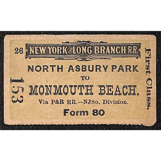 New York & Long Branch Railroad 1896 Monmouth Beach / North Asbury Park #153