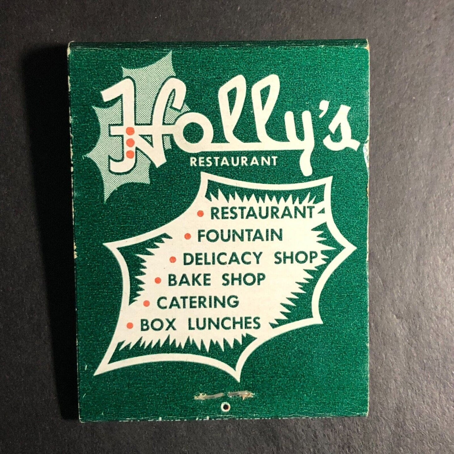 Holly's Restaurant St Petersburg, FL Near Full (-1) Matchbook c1968-73 Scarce