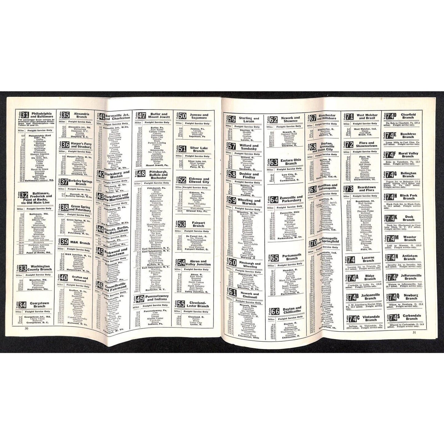 Baltimore & Ohio Railroad 1956 System Time Tables 42pp