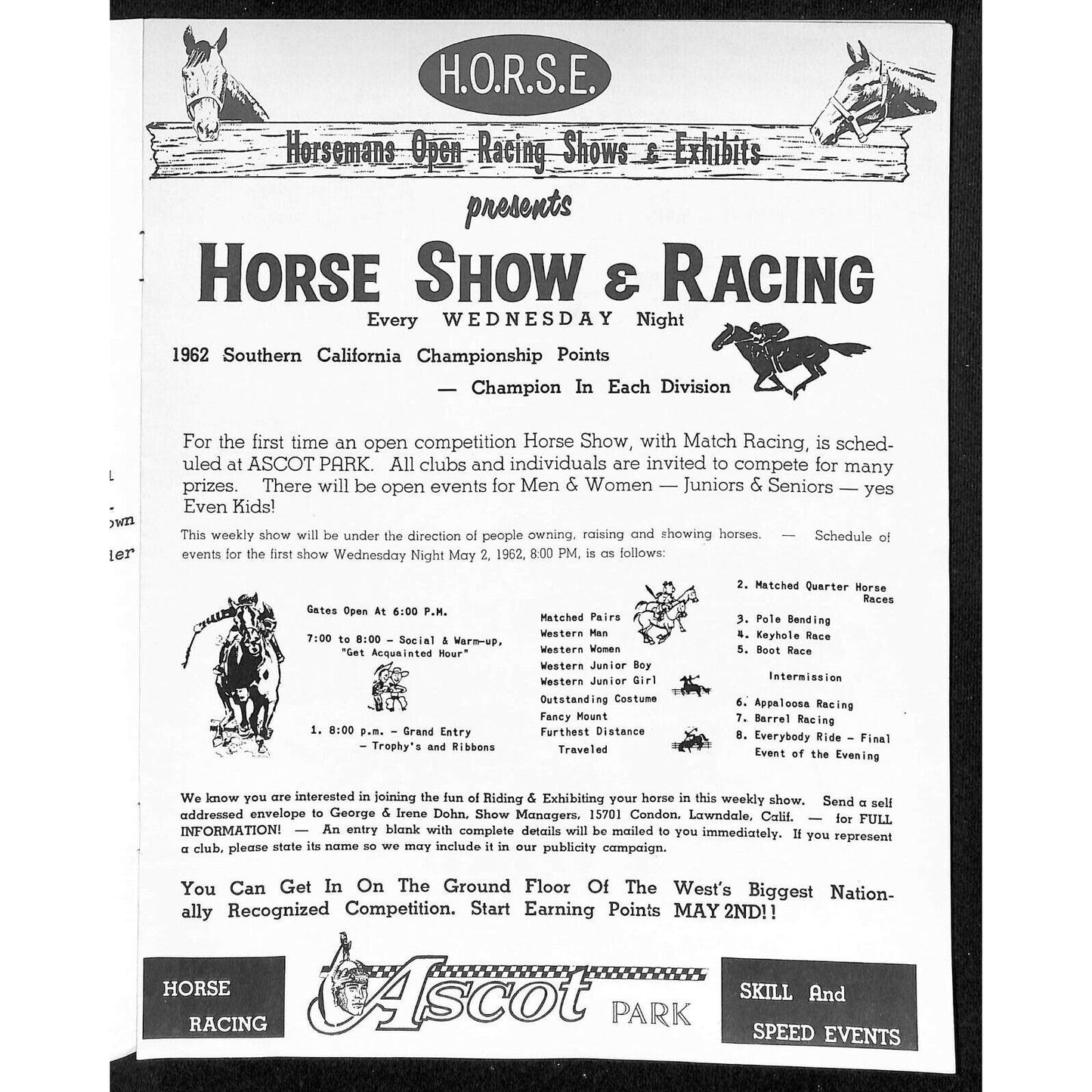 Scarce Apr 7 1962 CRA Big Car Racing Program Ascot Pacific Coast Championship