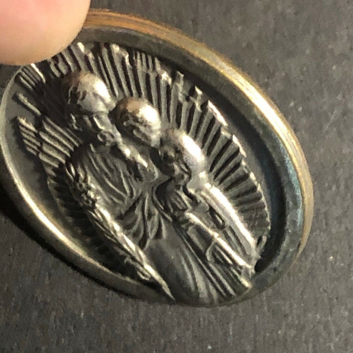 22.6mm Double-Sided Religious / Prayer Angels Medal Pendant Token - Fauver Coll.