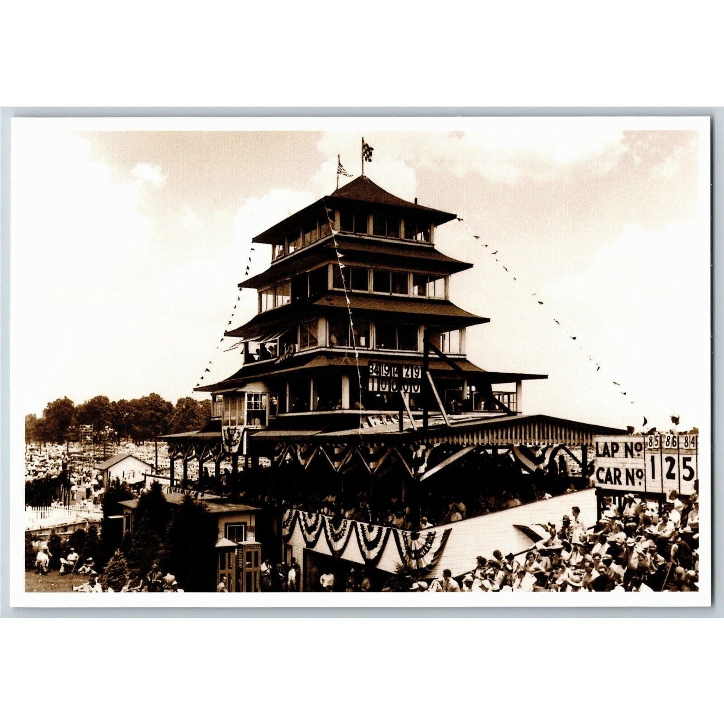 c2001 Indy 500 - Reprint of 1950's Pagoda - Speedway NOS 4" x 5 3/4" Postcard