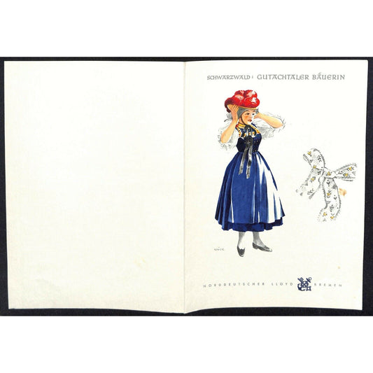1962 North German Lloyd Bremen Cruise Line Lunch Menu Jan 17