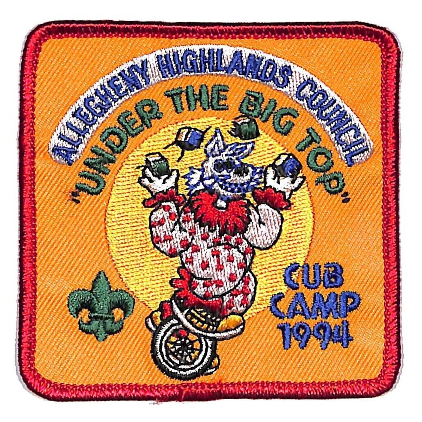 BSA Patch Allegheny Highlands Council "Under the Big Top" Cup Camp 1994 Circus