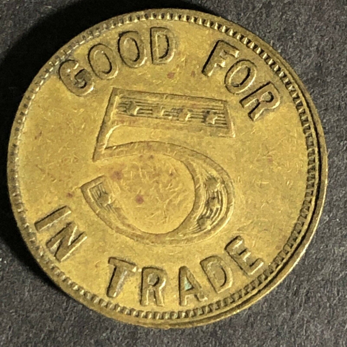 Elk's Club 796 (Bluffton, IN) Good For 5 In Trade Brass Token 20.6mm Elk Head