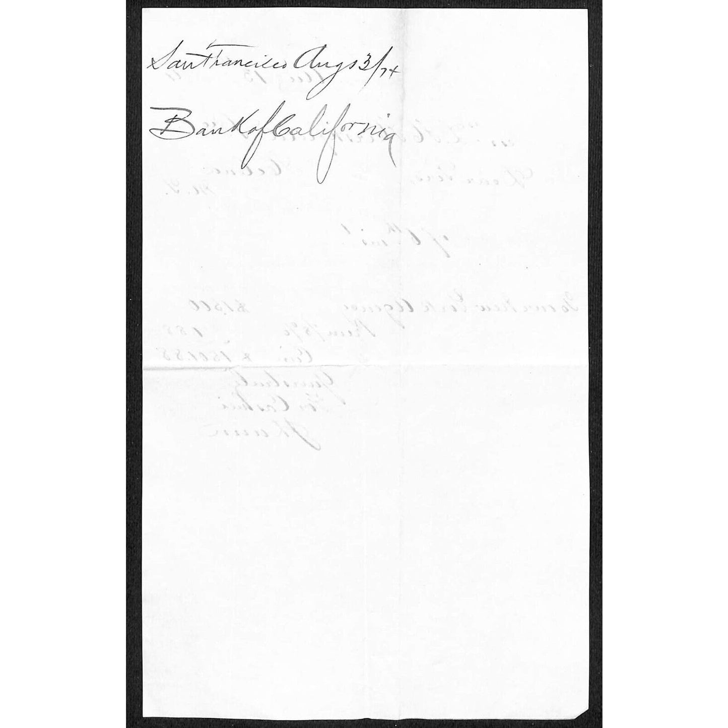 1874 Bank of California San Francisco Letterhead L.H. Hershfield - Helena, MT