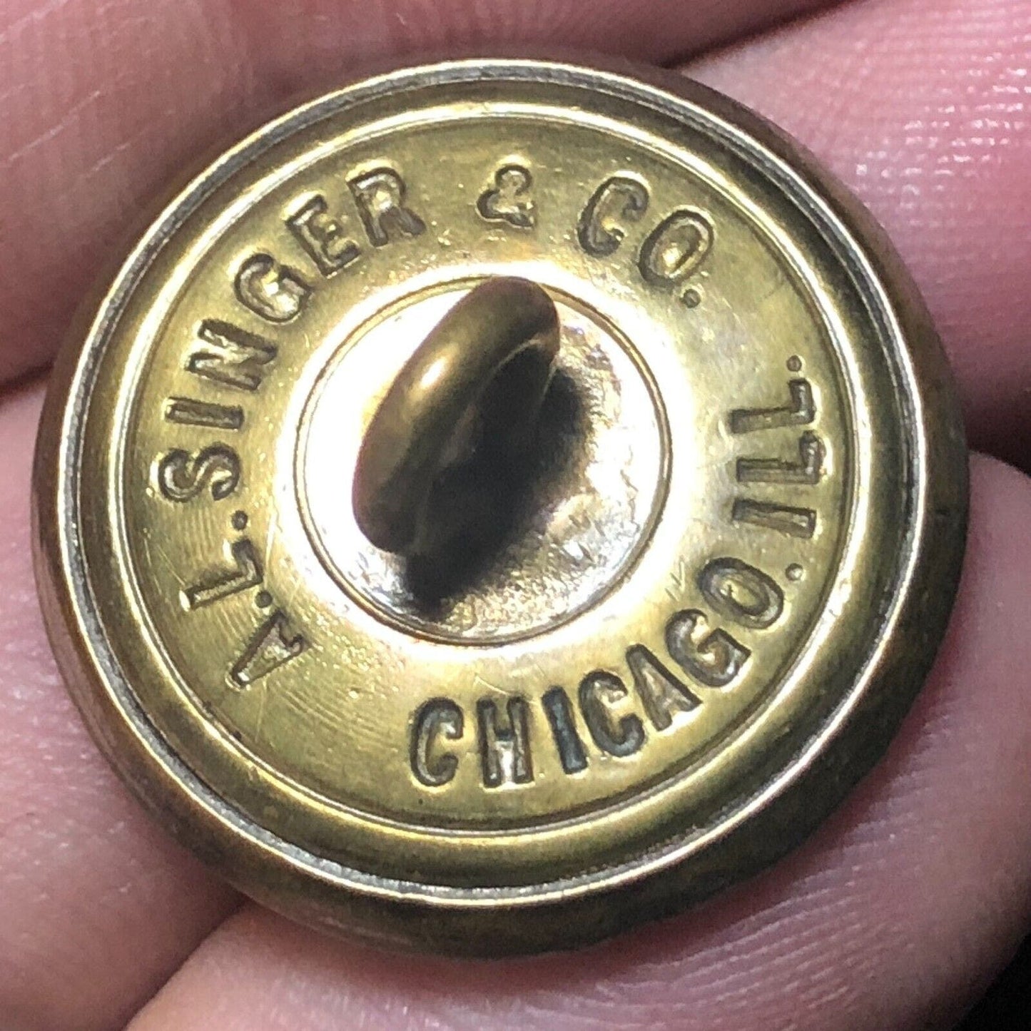 Michigan United Traction Co. Brass Uniform Button 3/4" A.L. Singer - Scarce