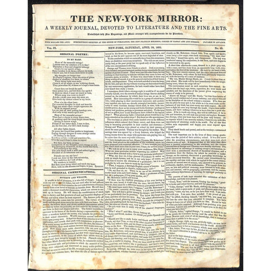 New-York Mirror Weekly Journal Literature Fine Arts Newspaper 4/28/32 8pp