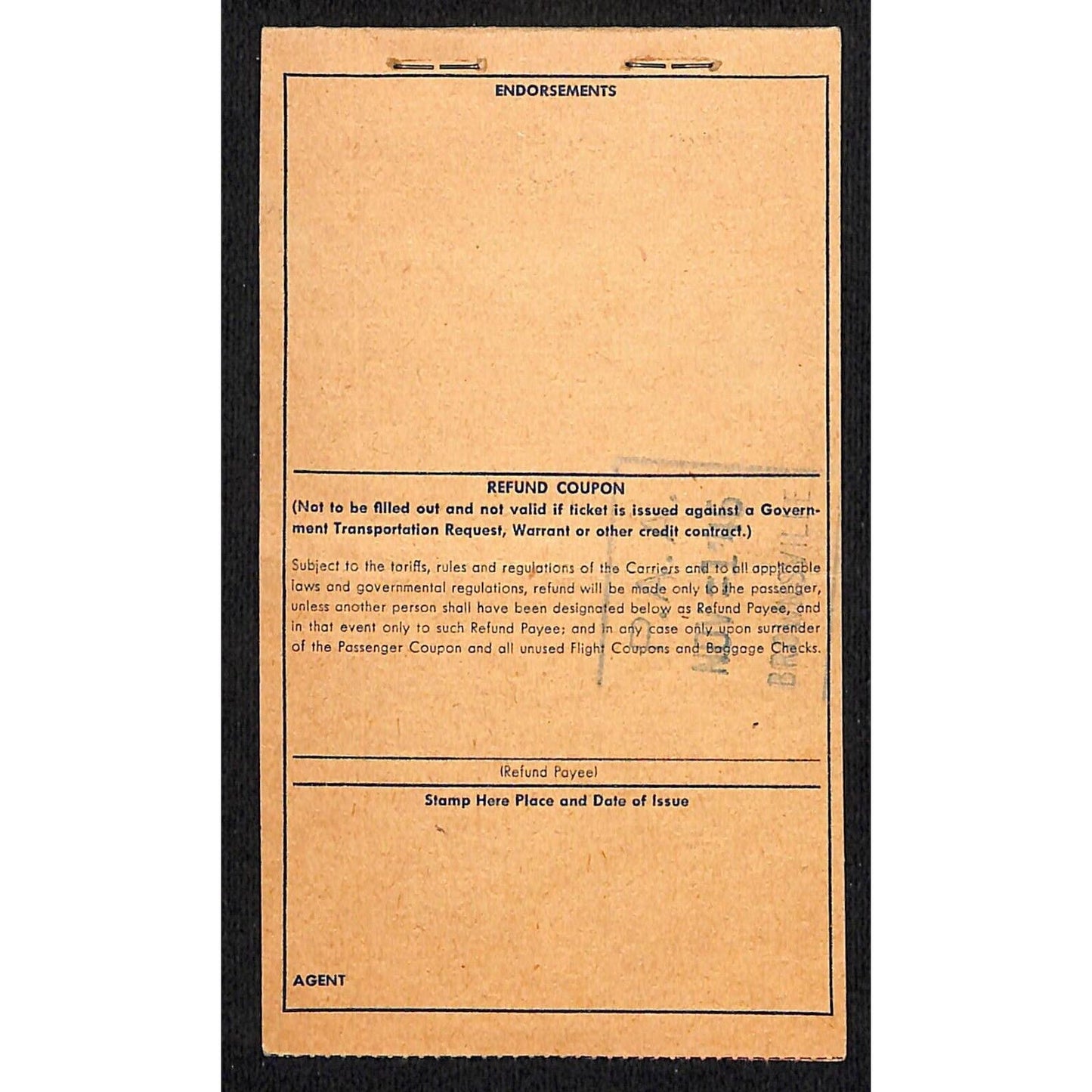 1946 Pan American World Airways System Ticket Brownsville Airport to Mexico #631