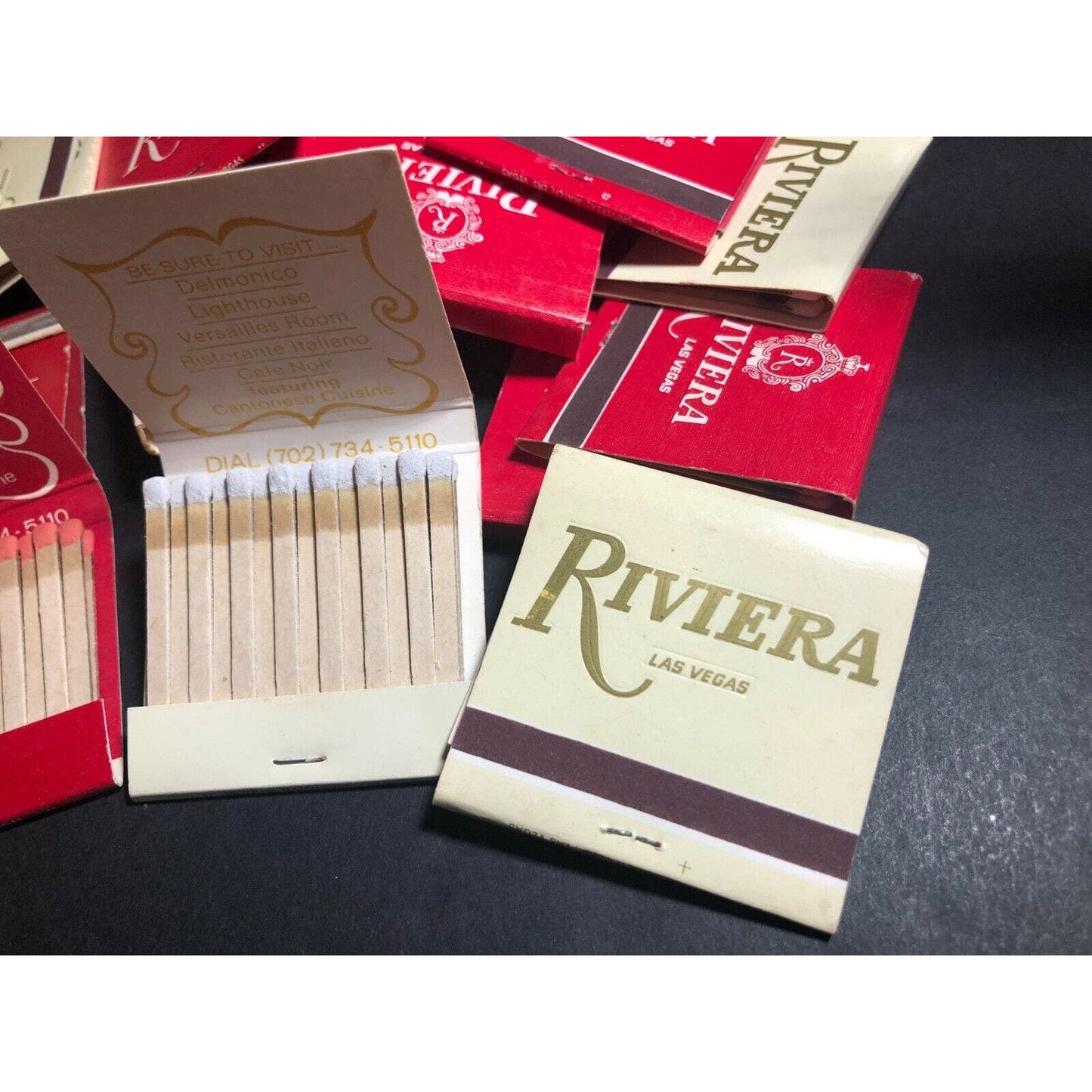 Group of 22 Mostly Las Vegas "Riviera" Casino Gambling 80'-90's Full Matchbooks