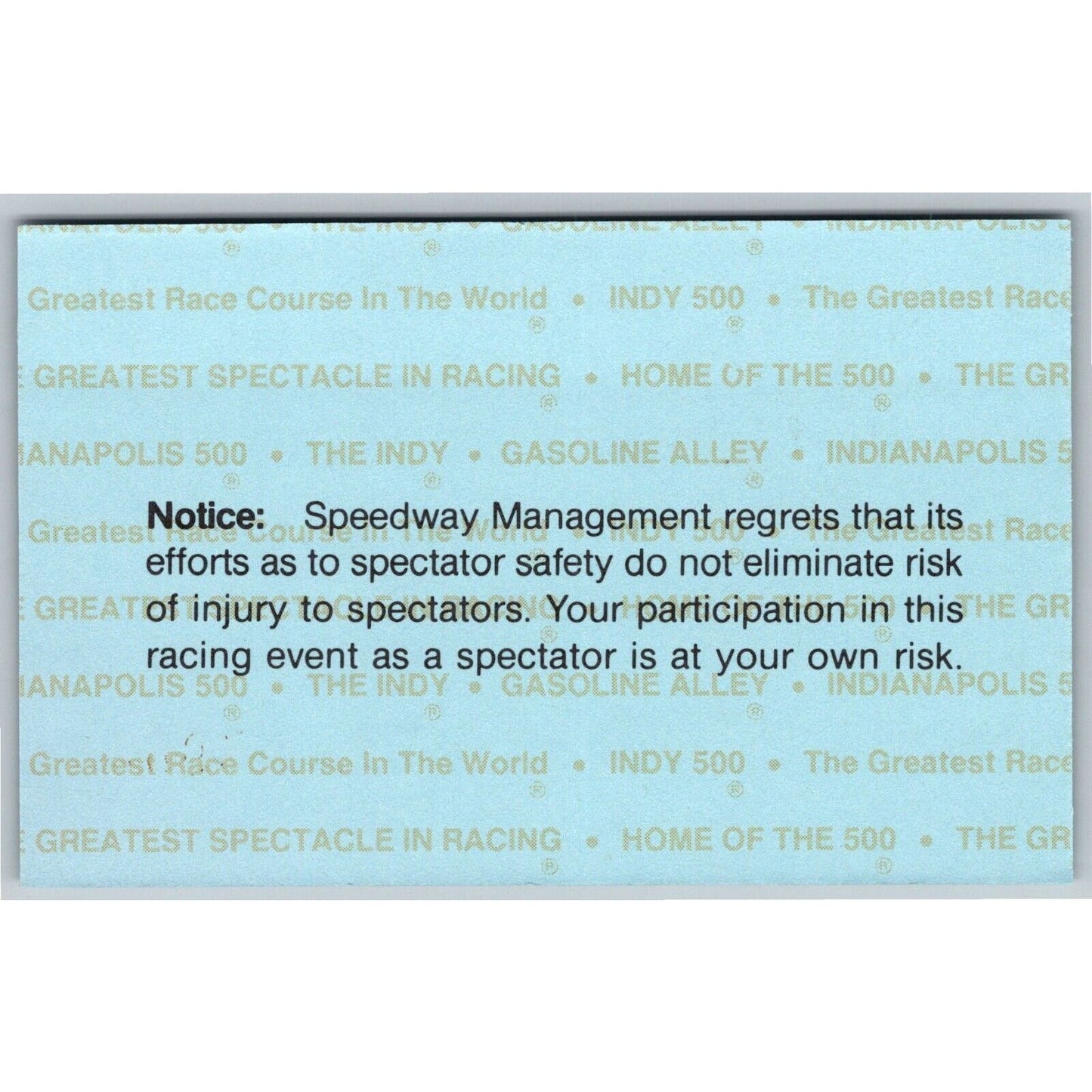 1997 Indy 500 Practice Day Grounds Admission Comp Ticket Pass Card IMS #5903 VGC