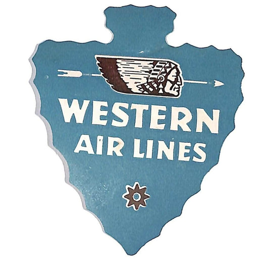 Western Air Lines (1941-87) Luggage Label Arrowhead Die Cut c1950's