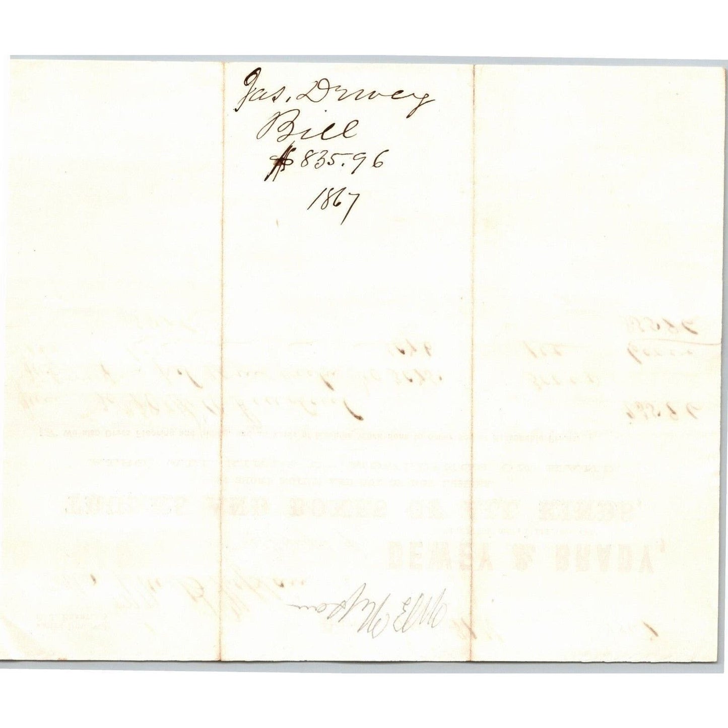 Detroit Letterhead Dewey & Brady "Trunks and Boxes of All Kinds" 1867