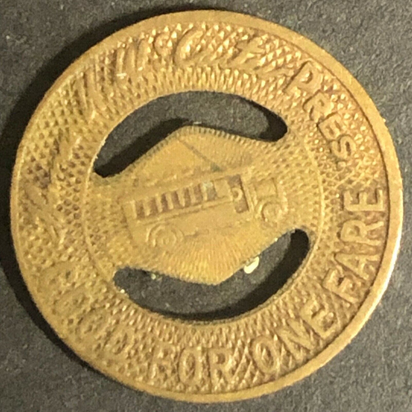 c1930 16mm Public Service Coordinated Transport G/F One Fare Token (Newark, NJ)