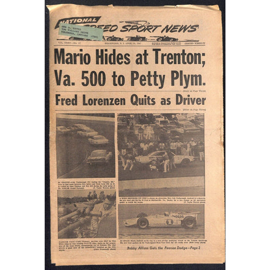 National Speed Sport News 4/26 1967 Andretti Wins / Lorenzen Quits Racing 19pp