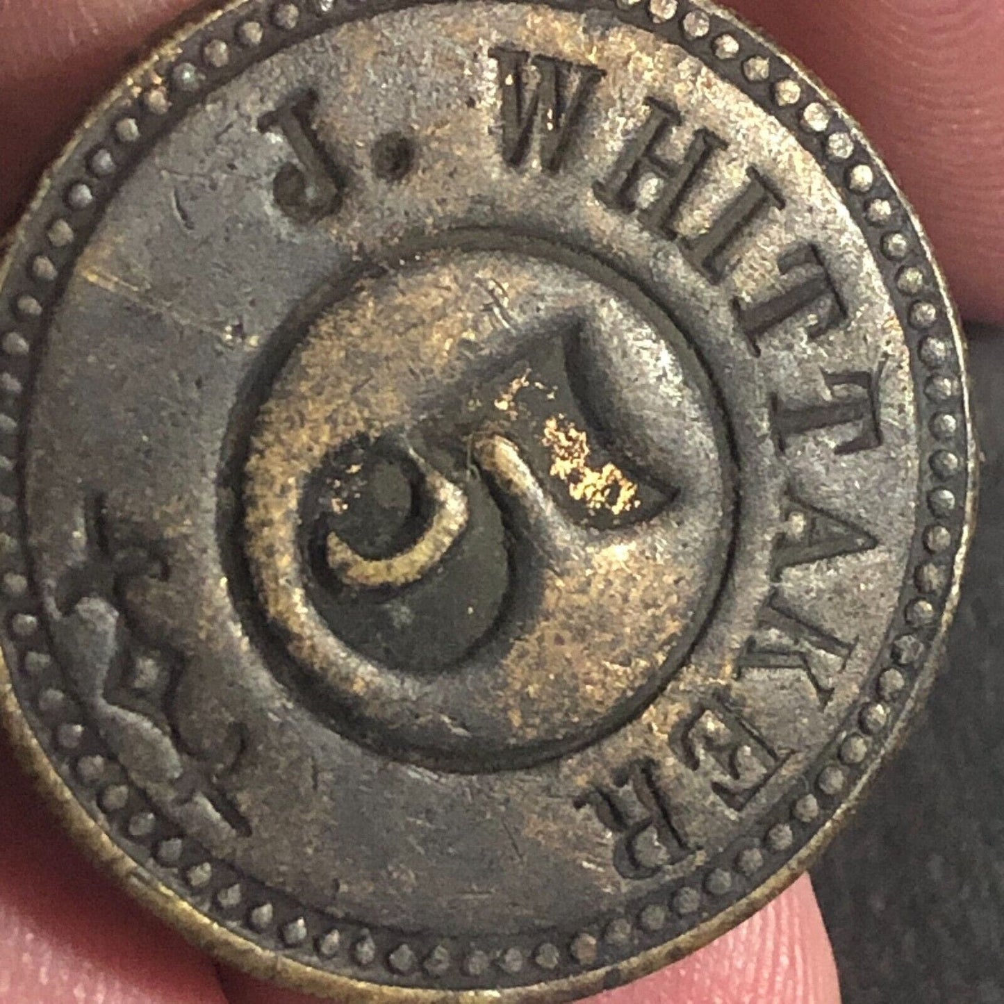 J. Whittaker "5" Uniface Trade Token 25mm