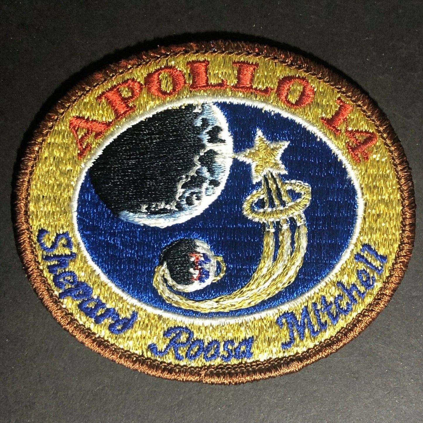 Vintage NASA Apollo 14 Shepard Roosa Mitchell Embroidered Patch Glitter Thread