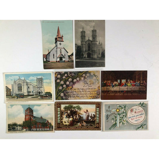 8 Mostly 1930's - 1940's Churches / Religious Postcards - Have A Look!