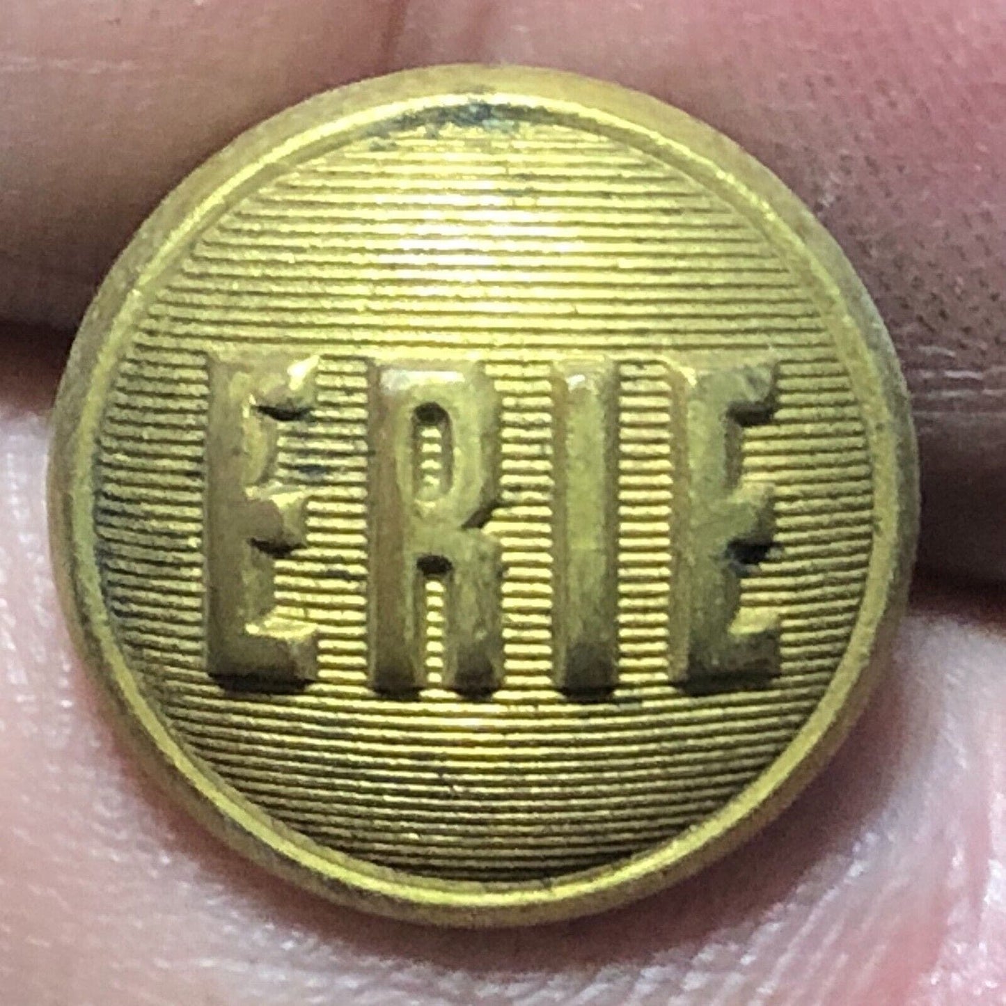 Erie Railroad Uniform Button Brass - 1/2" Convex Scovill