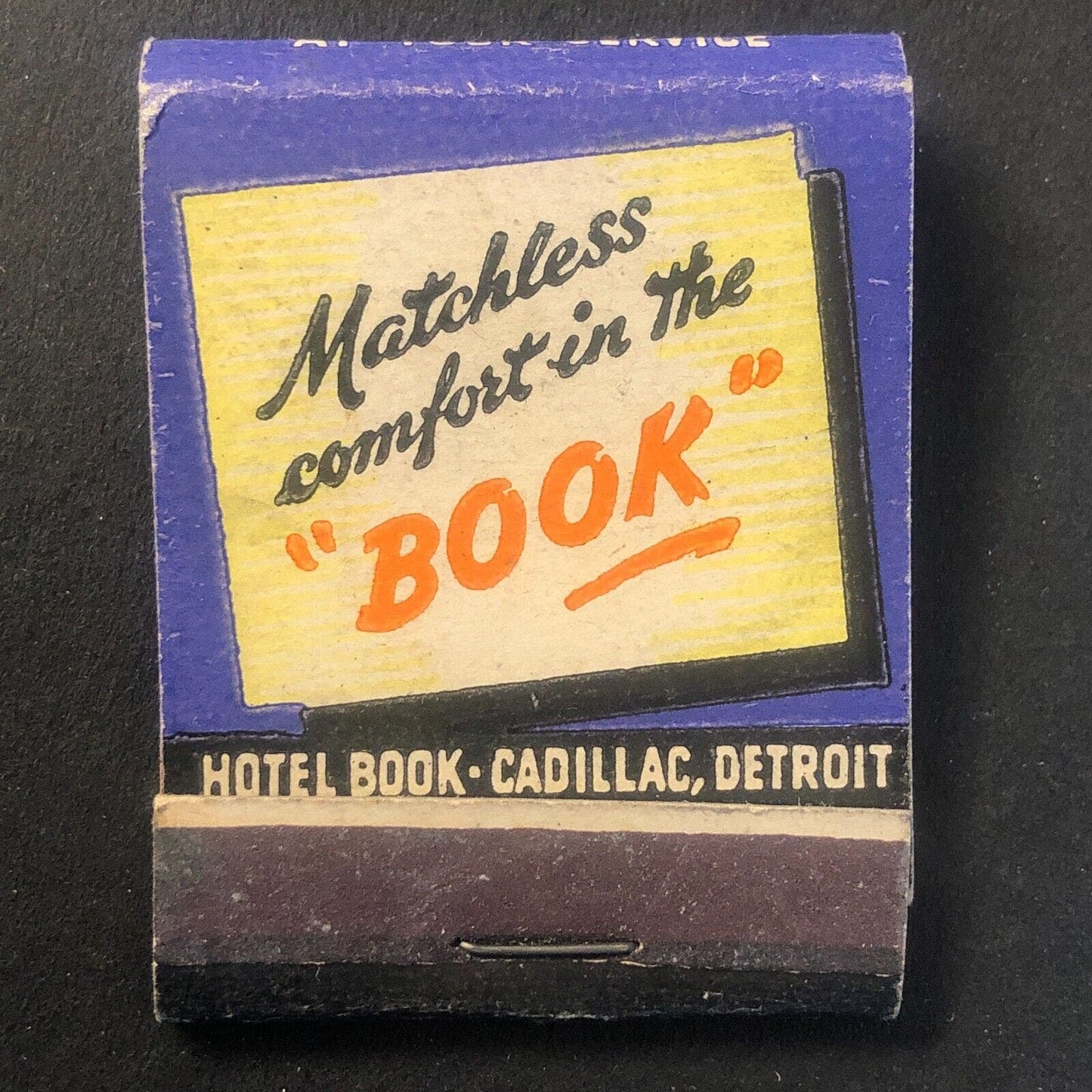 Hotel Book-Cadillac Detroit, MI Full Vintage Matchbook c1930's-40's VGC Scarce