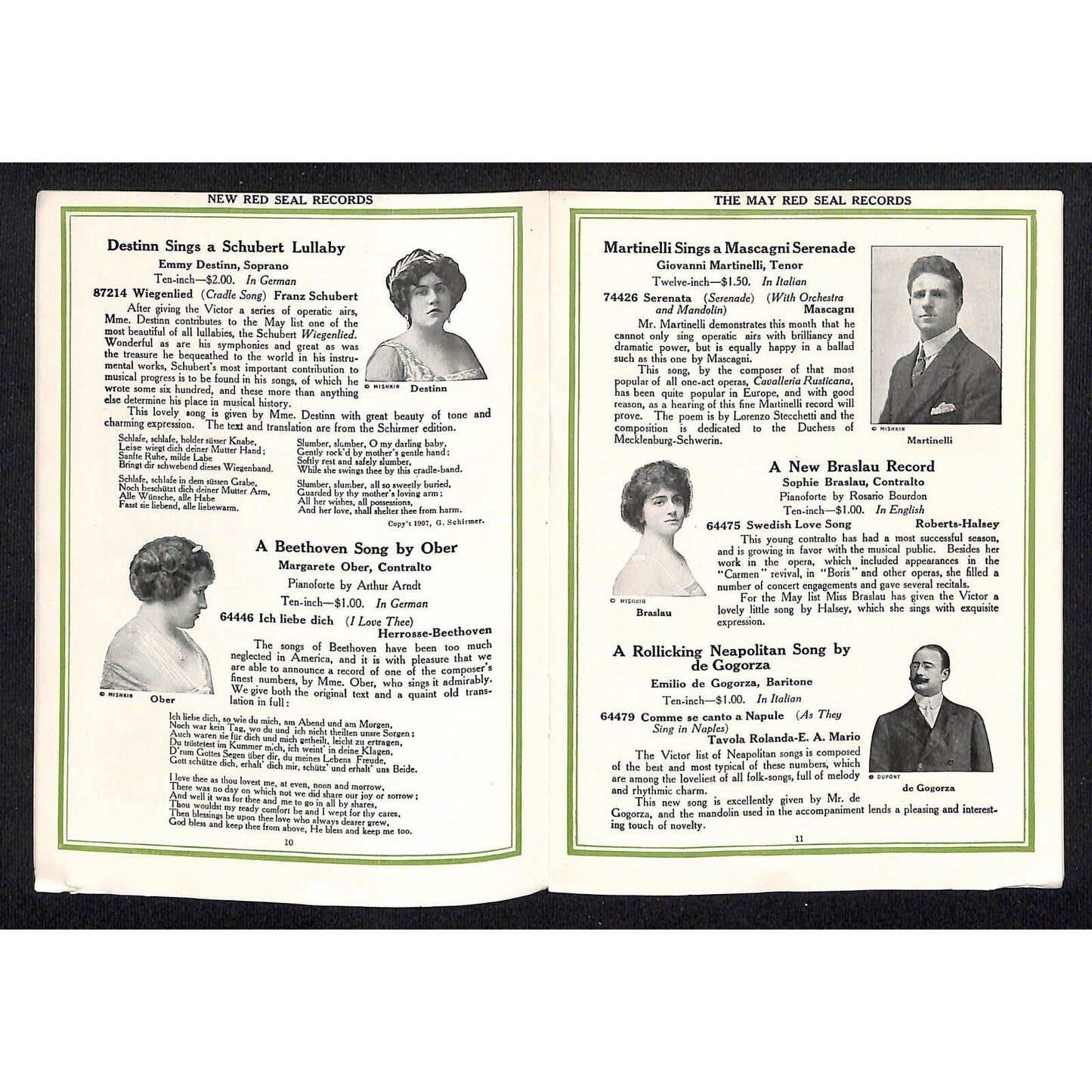 New Victor Records Catalog Supplement May 1915 Lyon & Healy Chicago 23pp. Scarce