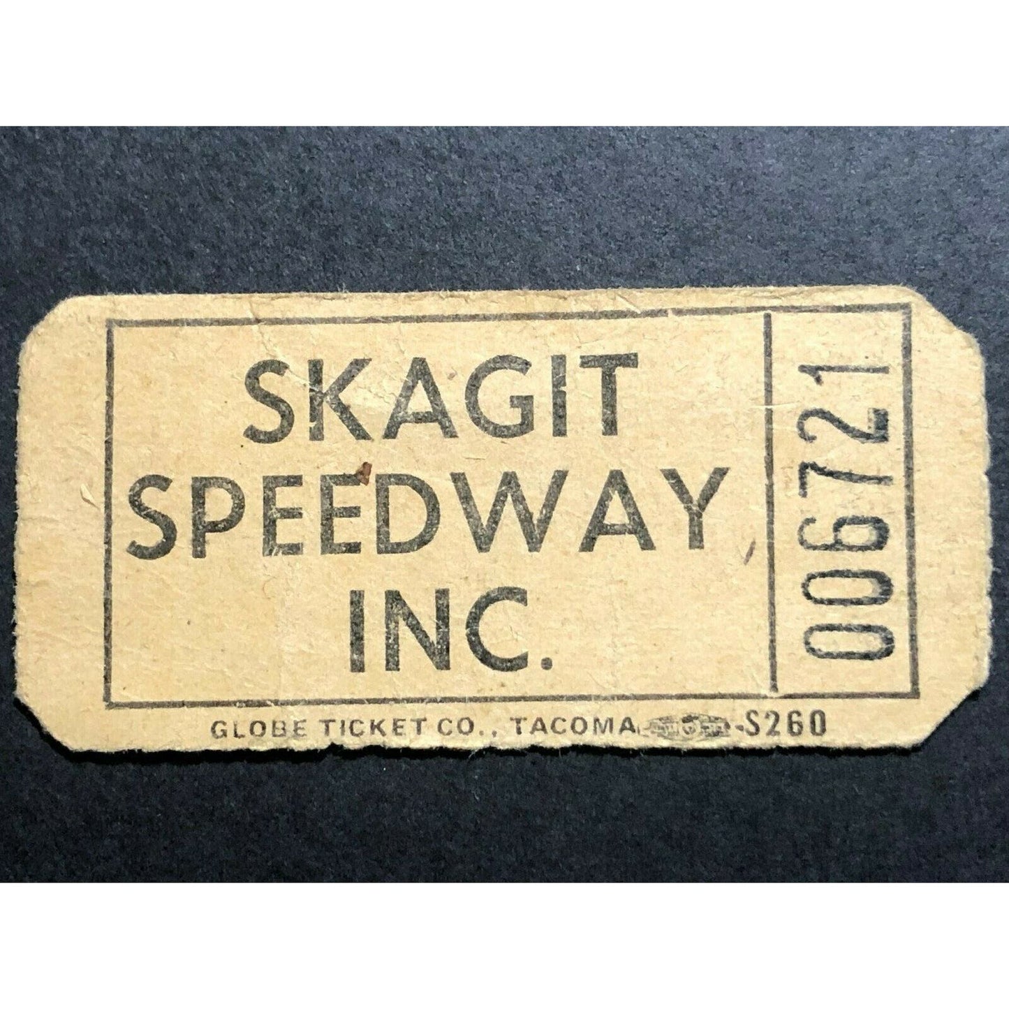 Vintage Race Racing Ticket Skagit Speedway Inc. (Burlington, WA) c1960-64