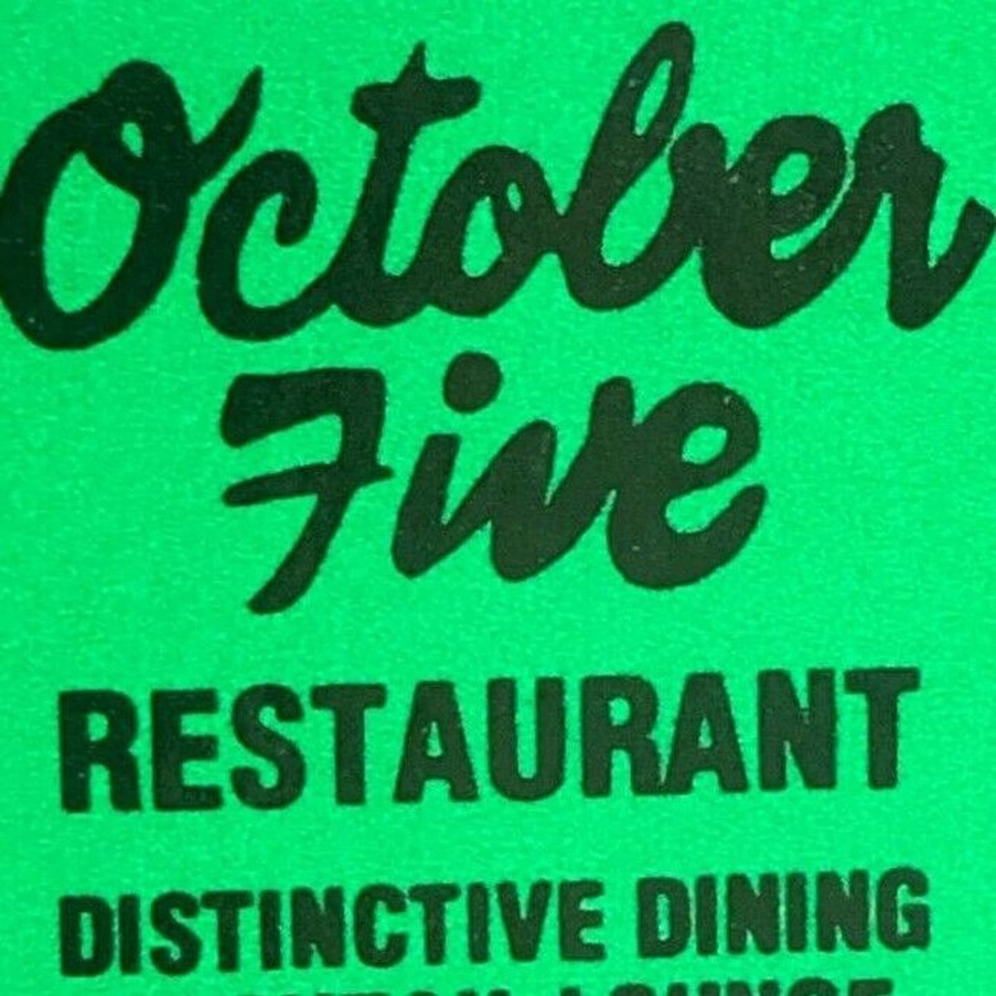Vintage c1970's-80's Full Matchbook "October Five Restaurant" Morton Grove, IL
