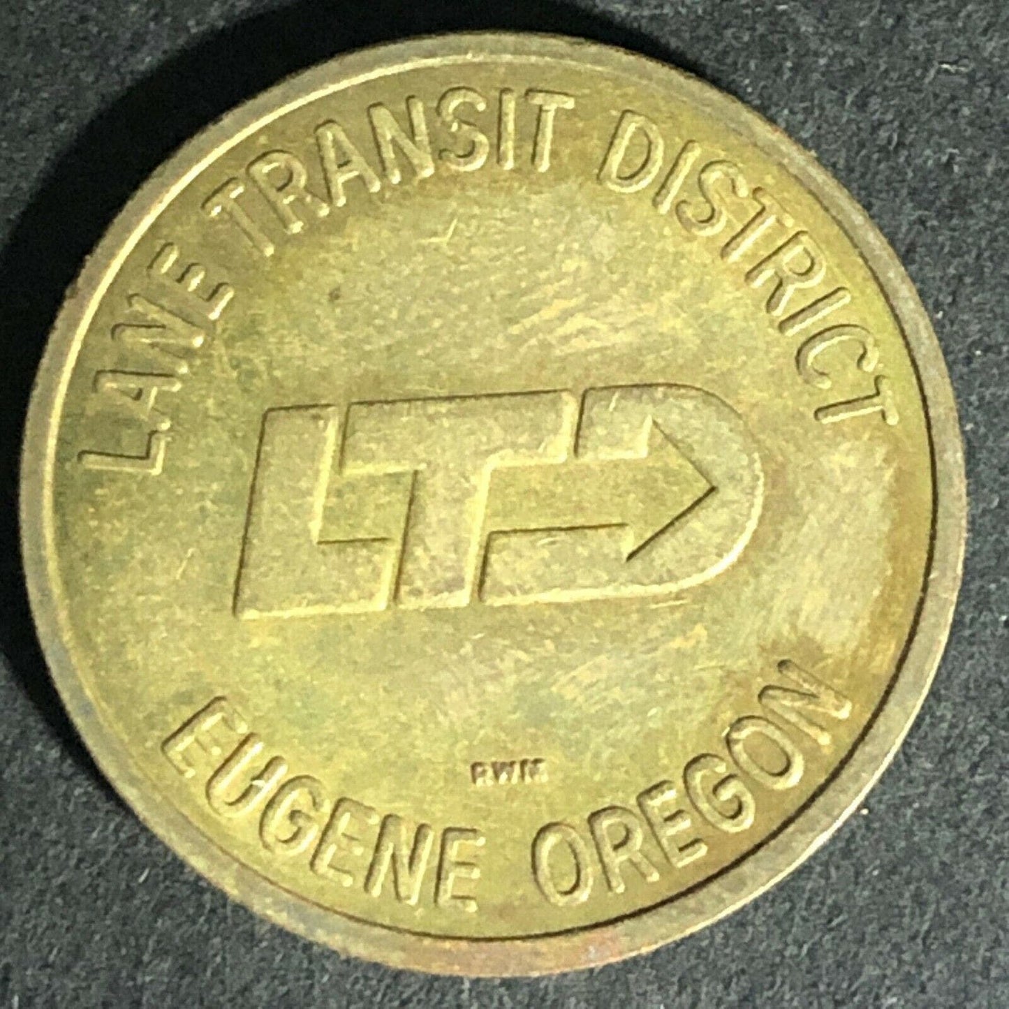 Vintage Lane Transit District Eugene ORE G/F One Fare Transit Token 22.8mm c80's