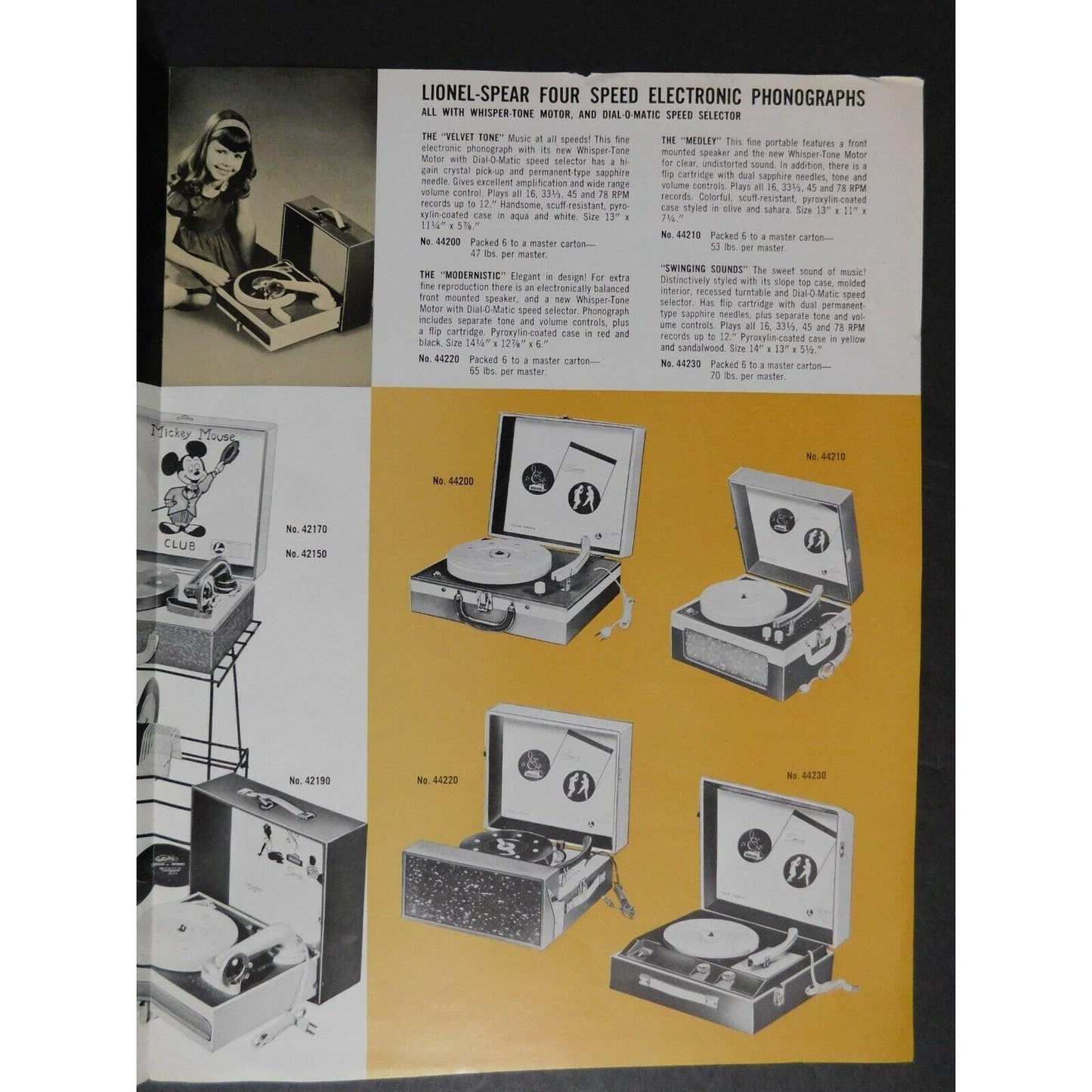 Original 1964 Lionel Spear Phonographs & Accessories Folded 1 Sheet VGC
