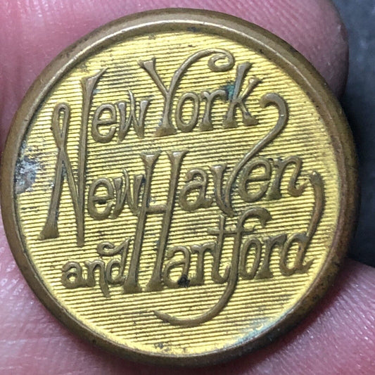 New York New Haven Hartford NH Railroad Scovill Brass Uniform Button 3/4" dia.