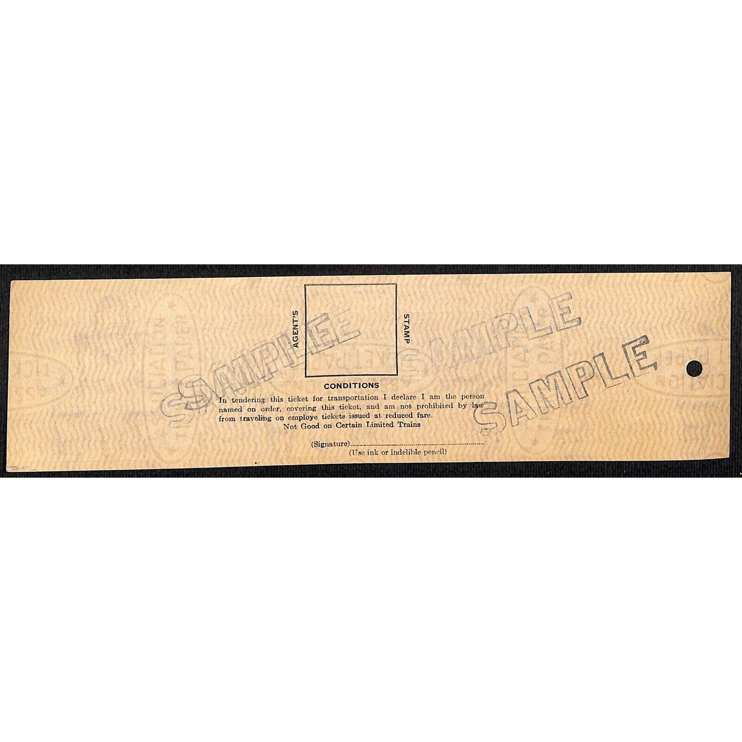 Pennsylvania - Reading RR Seashore Line SAMPLE Employee Excursion Ticket #202
