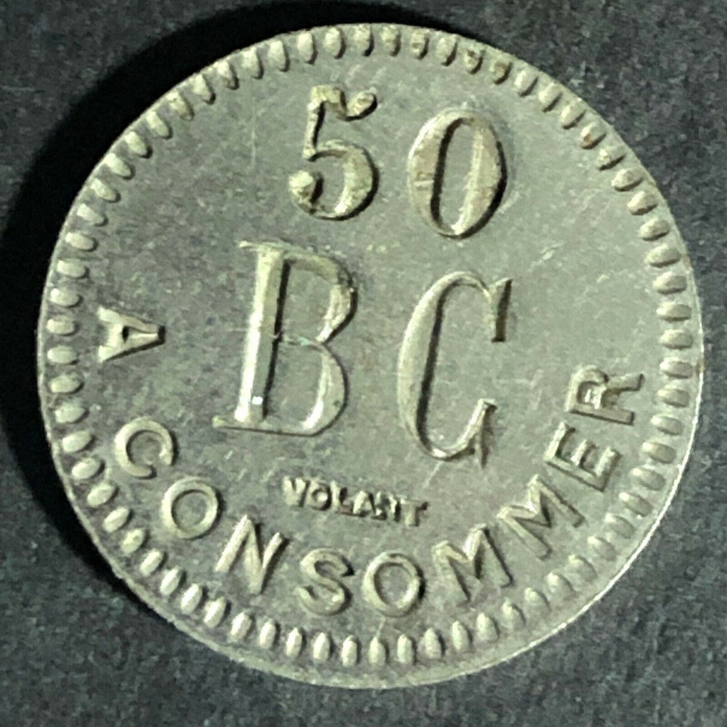 French Jeton 50 Volant BC A Consommer Token - 19mm