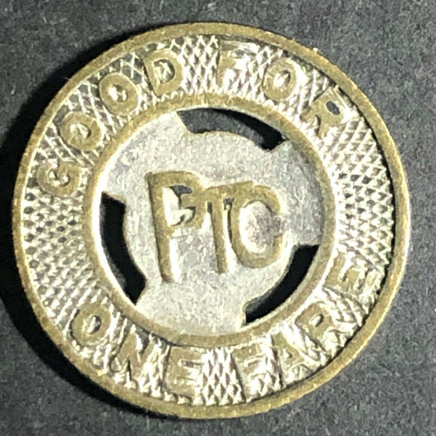 Vintage 16mm Brass Philadelphia Transit PTC Token "Good for One Fare"