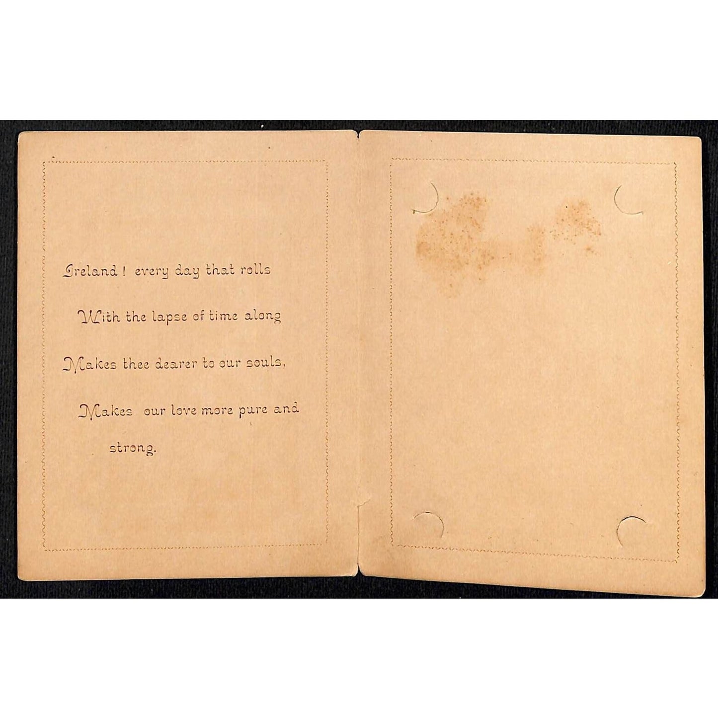 c1910-20's Antique The Season's Greeting Ireland! Card w/ Photo Holder Slits