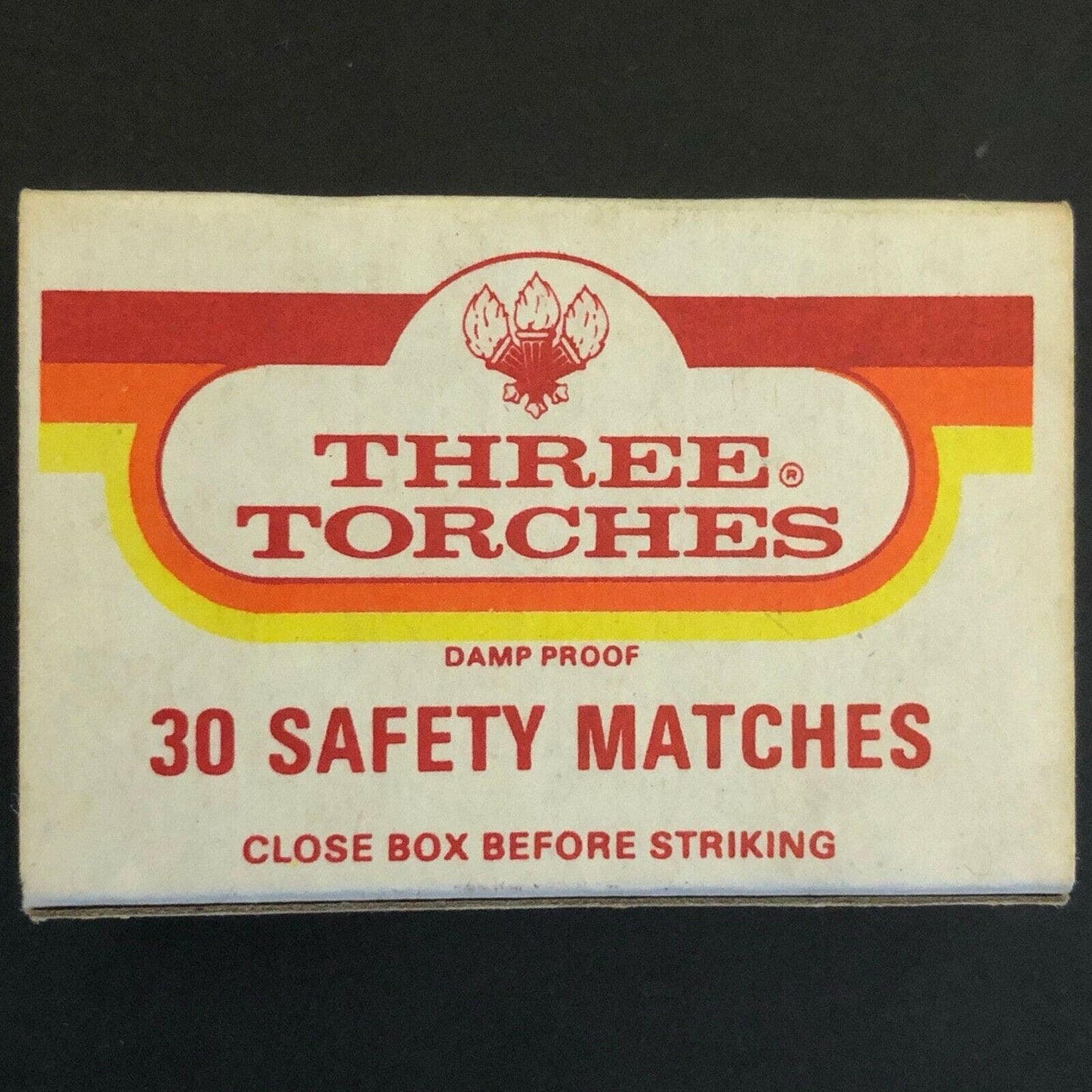 c1970's-80's Wooden Matchbox Matchbook "Three Torches Safety Matches"