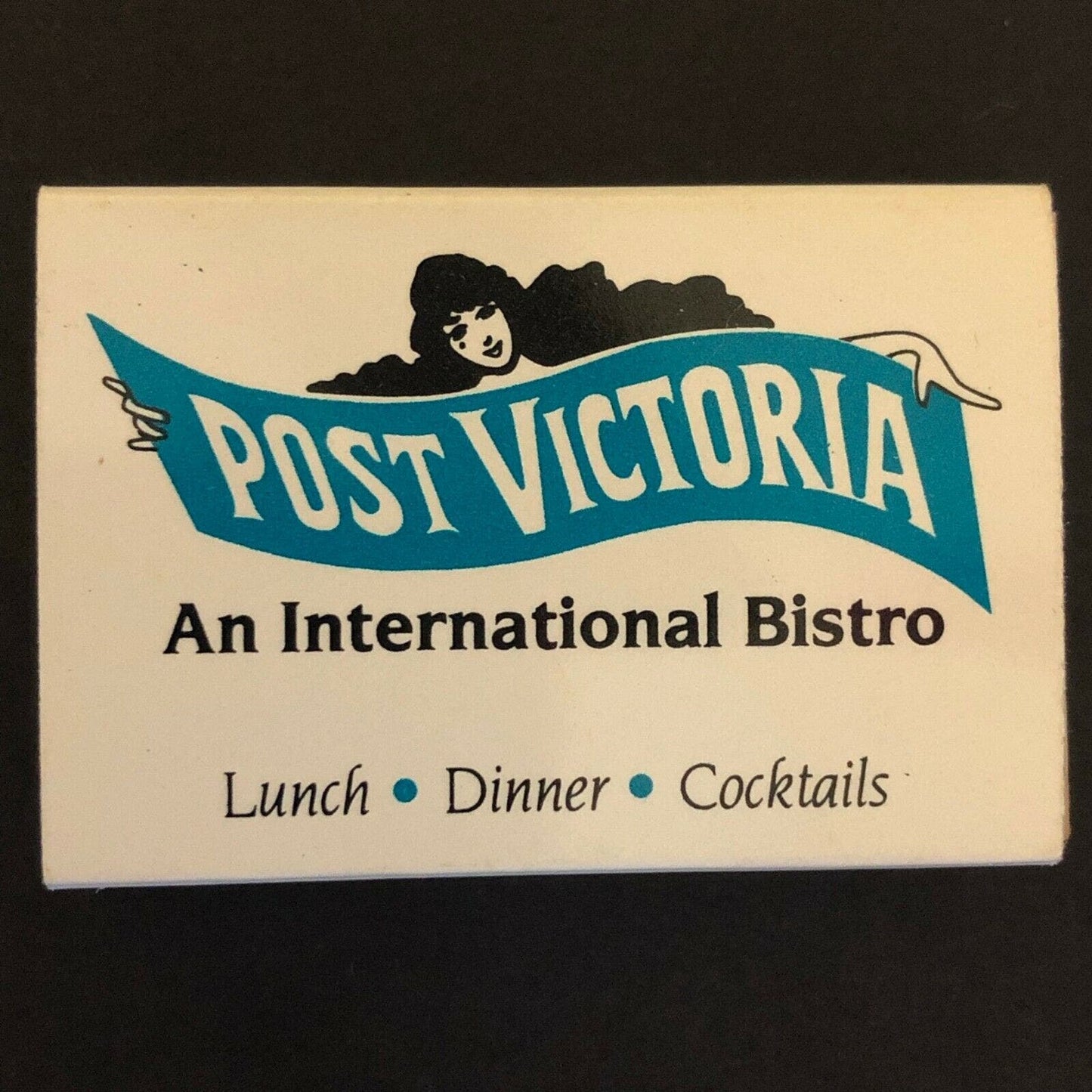c1980's-90's Wooden Matchbox Matchbook "Post Victoria" Bistro Waterford, CT