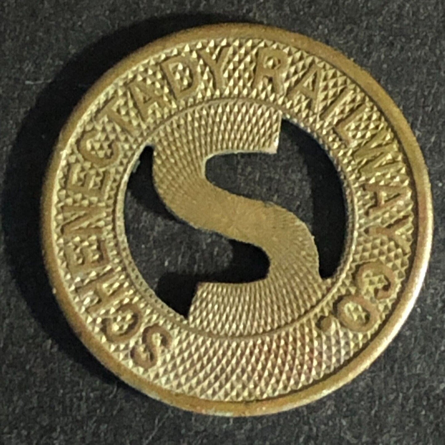 Schenectady Railway Co. WM G/F One Fare Transit Token 16mm c1922
