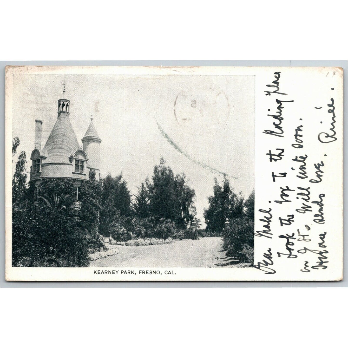 Vintage c1907 PPC Postcard - "Kearney Park, Fresno, Cal."